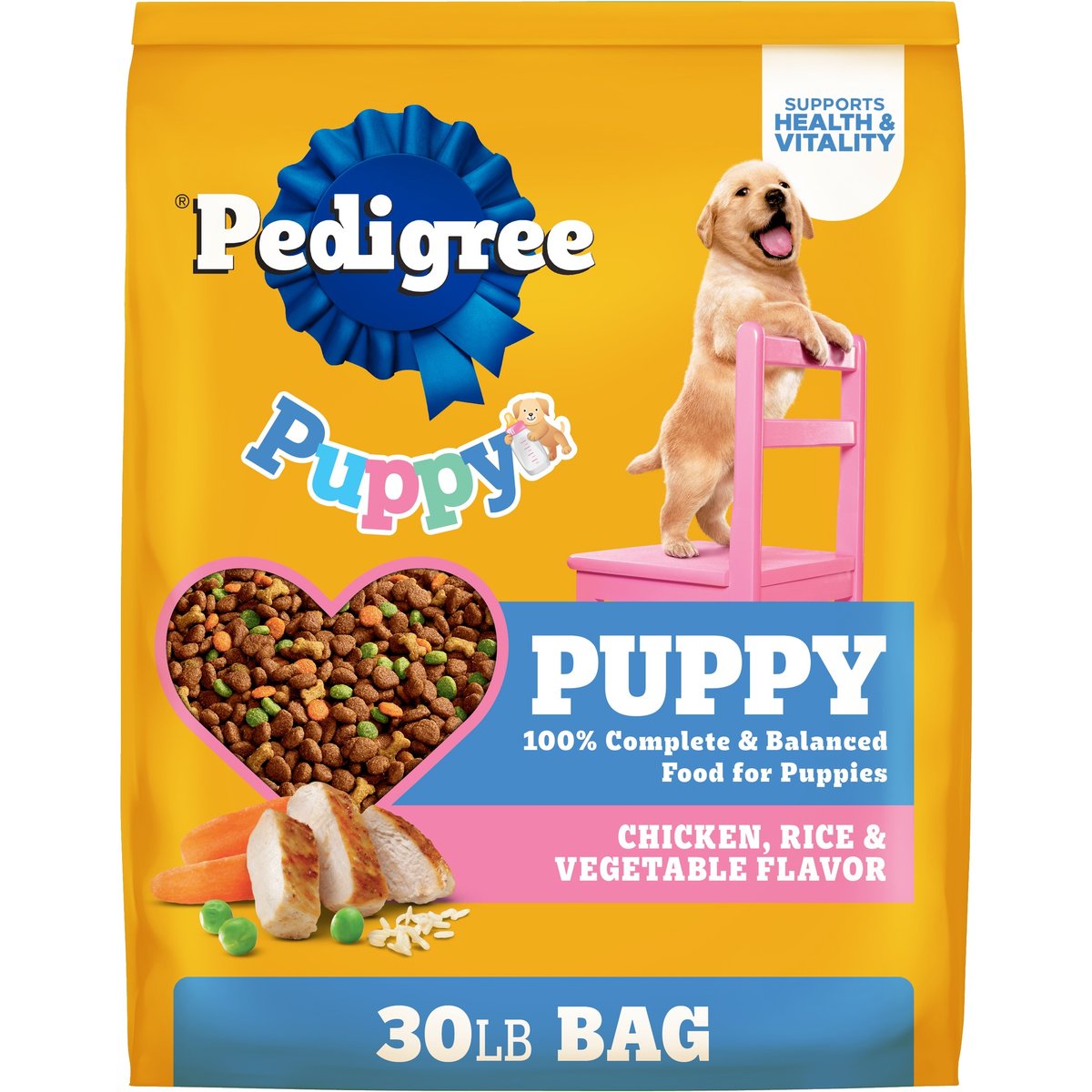 Pedigree Puppy Growth & Protection Chicken & Vegetable Flavor Dry Dog Food, 30-lb bag