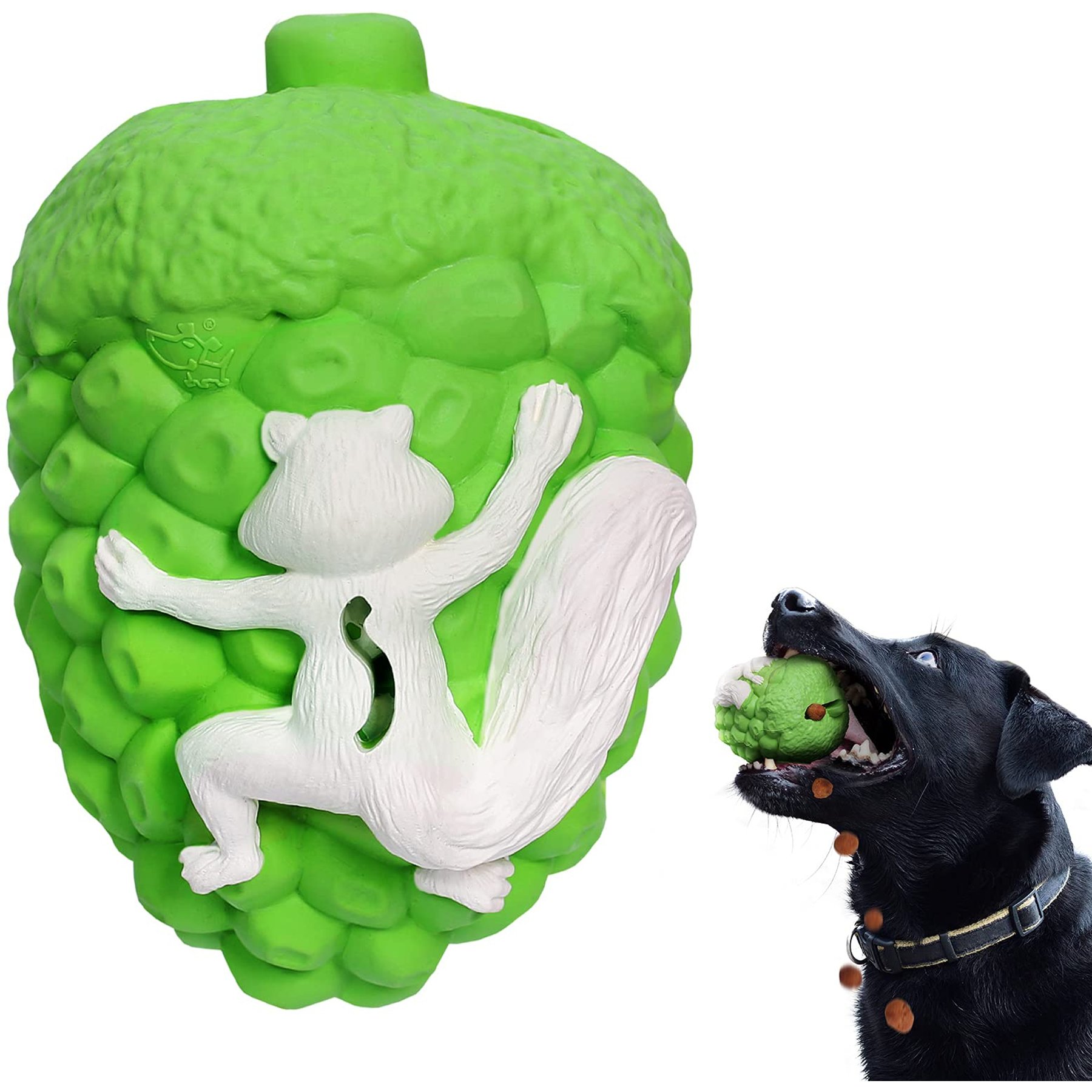 Petopia Pinecone & Squirrel Food Dispensing Interactive Dog Toy, Green & White, Large