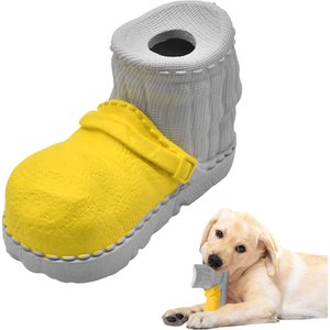 Petopia Boots Interactive Food Dispensing Dog Toy, Yellow-Gray, Medium