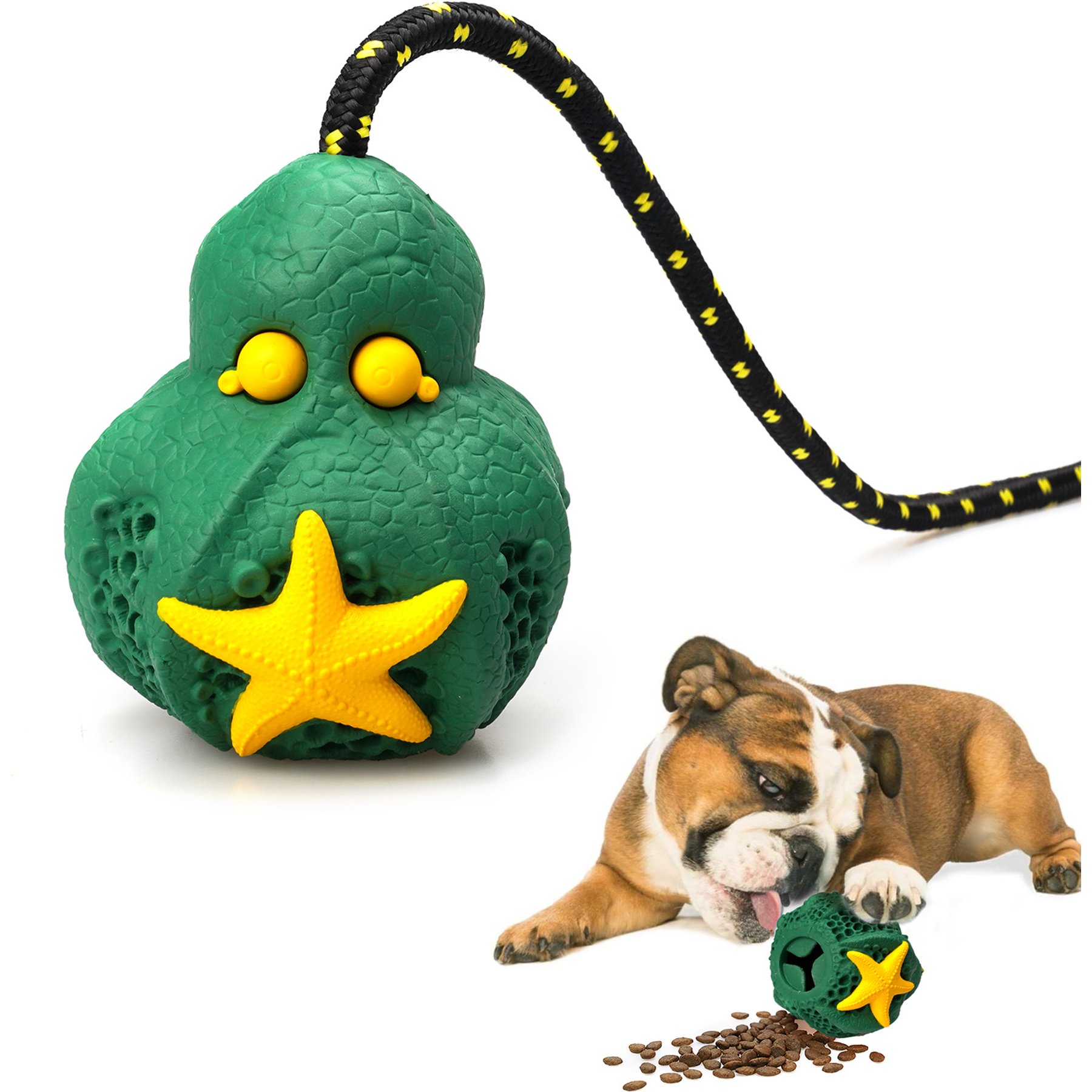 Petopia Never Again Octopus Interactive Dog Toy, Green-Yellow, Small
