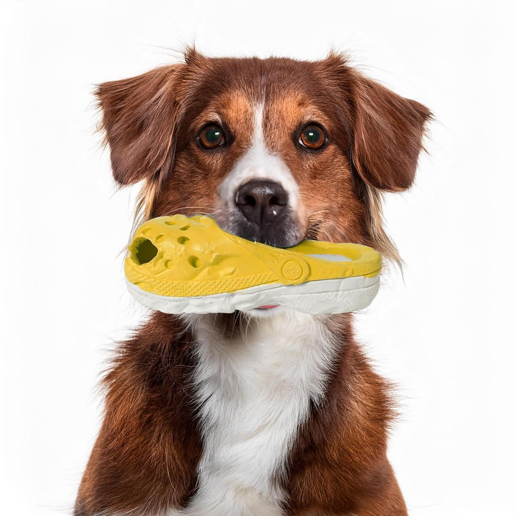 Petopia Vintage Hole Shoes Interactive Dog Toy, Yellow-Gray, Large