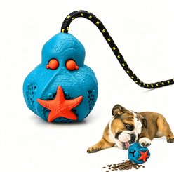 Petopia Never Again Octopus Interactive Dog Toy, Blue-Red, Small