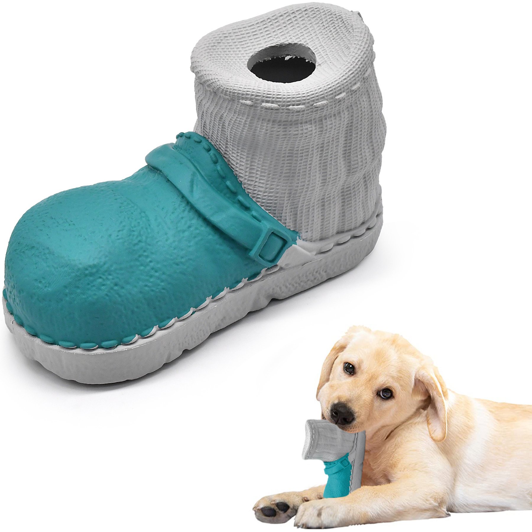 Petopia Boots Interactive Food Dispensing Dog Toy, Blue-Gray, Medium