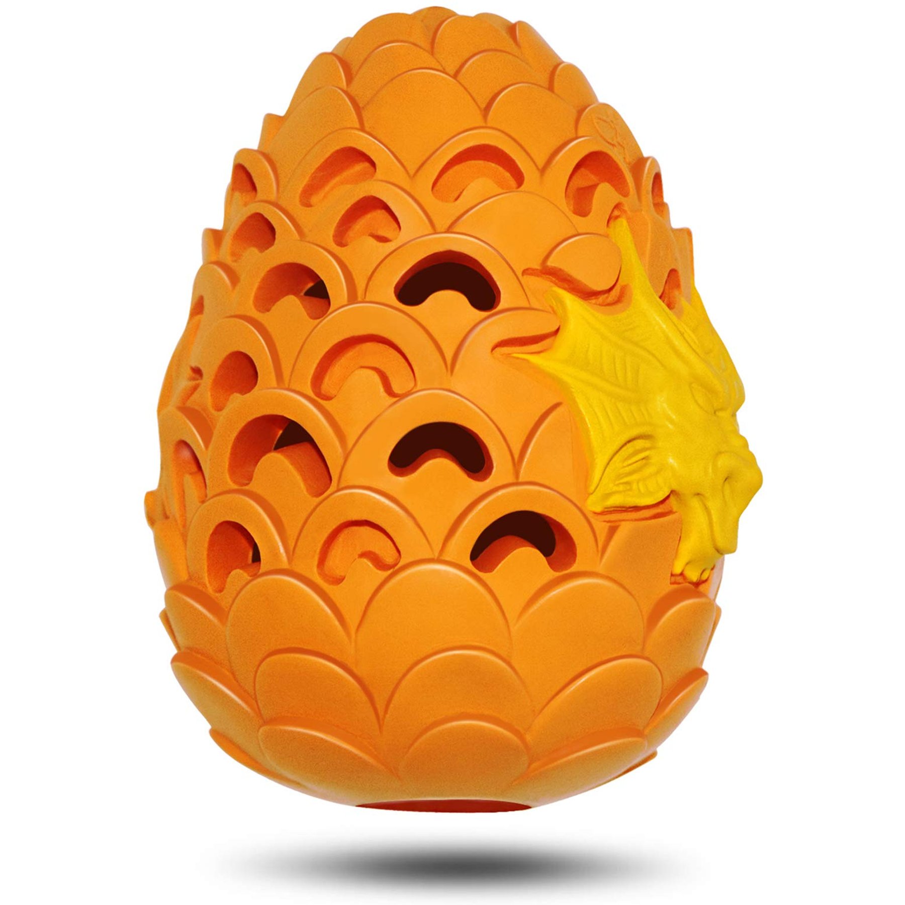 Petopia Dragon Egg Chewable Dog Toy, Orange-Yellow, Large