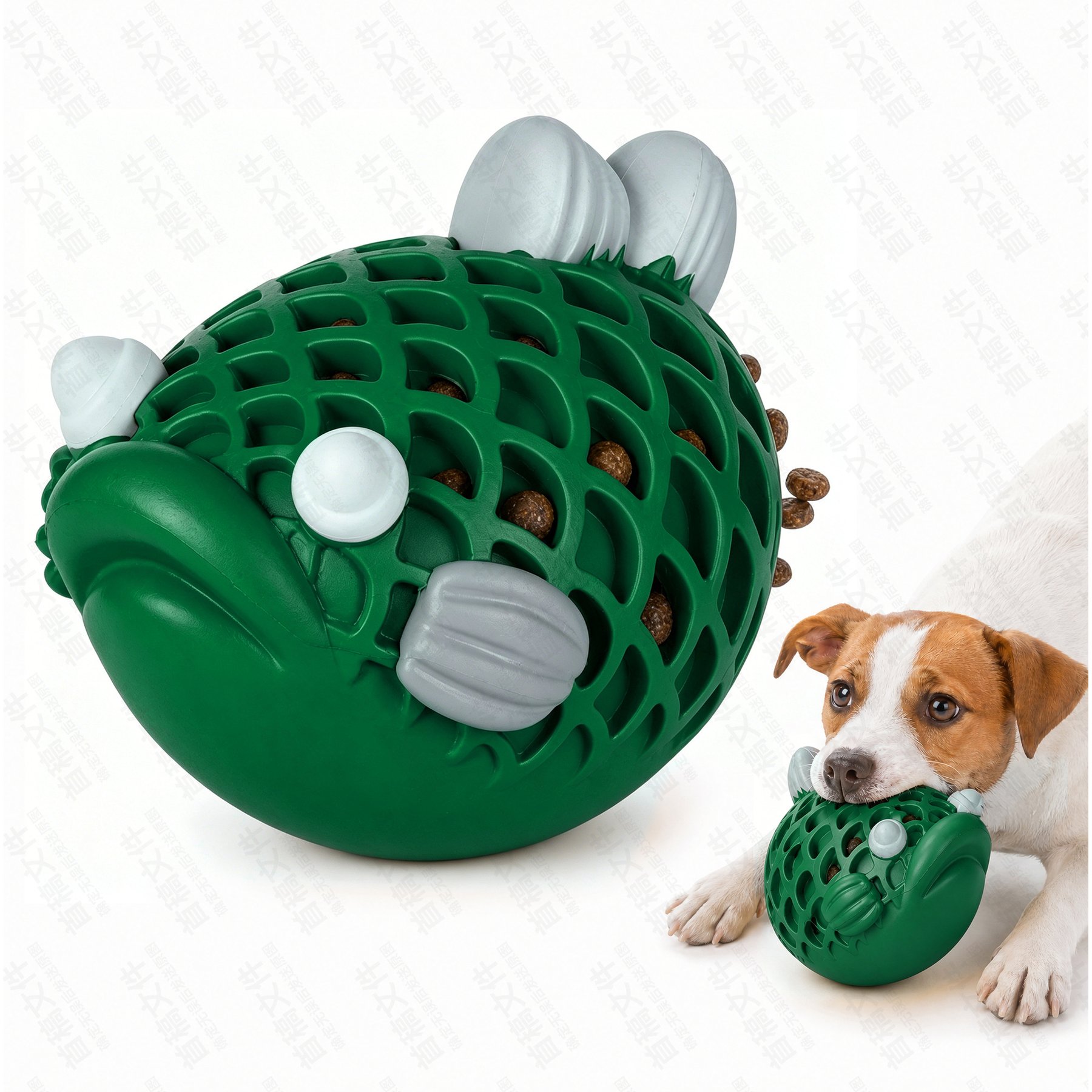 Petopia Contaminated Pufferfish Interactive Dog Toy, Green-Gray, Large