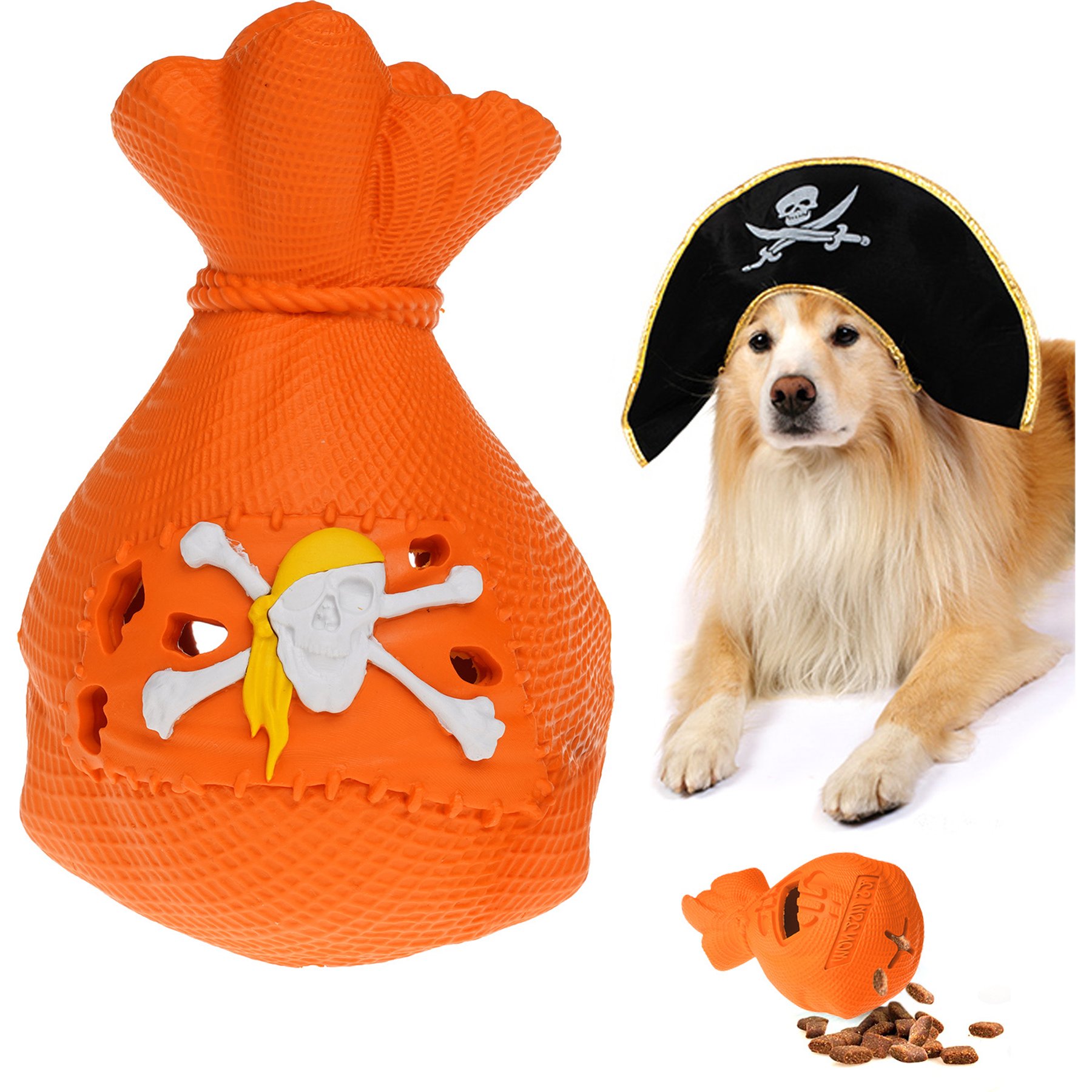 Petopia Pirate Money Bag Dog Toy, Orange & White, Small