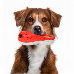 Petopia Vintage Hole Shoes Interactive Dog Toy, Red-Gray, Small slide 1 of 9