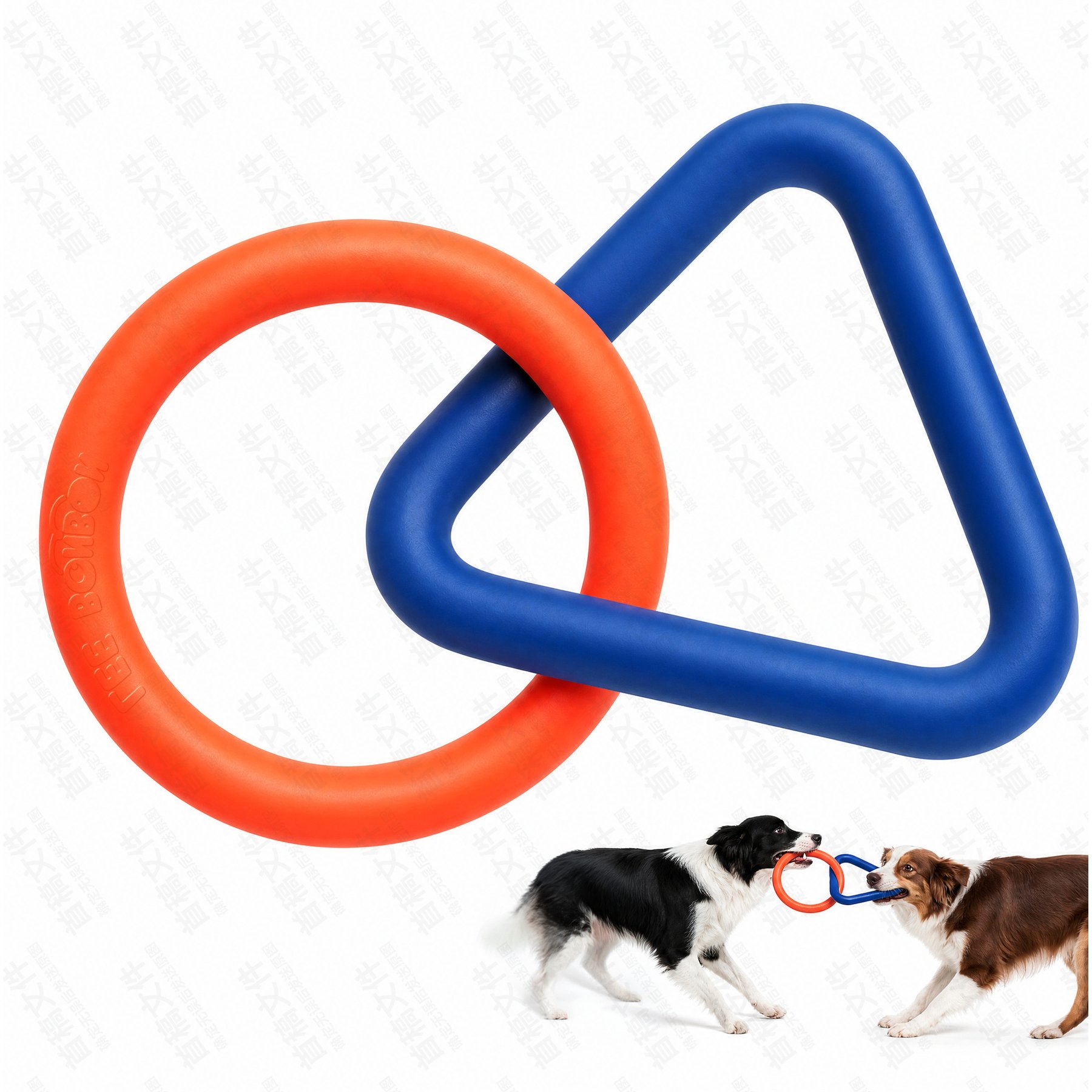 Petopia Triangular Circular Ring Interactive Dog Toy, Blue & Orange, Large