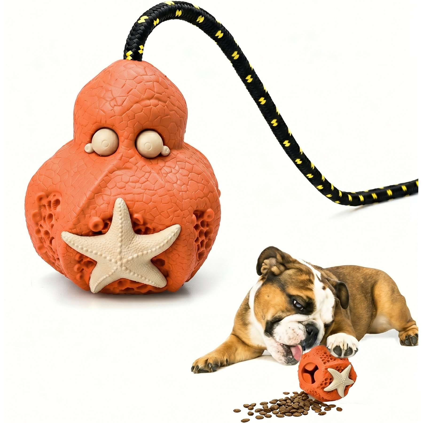 Petopia Never Again Octopus Interactive Dog Toy, Orange, White, Small