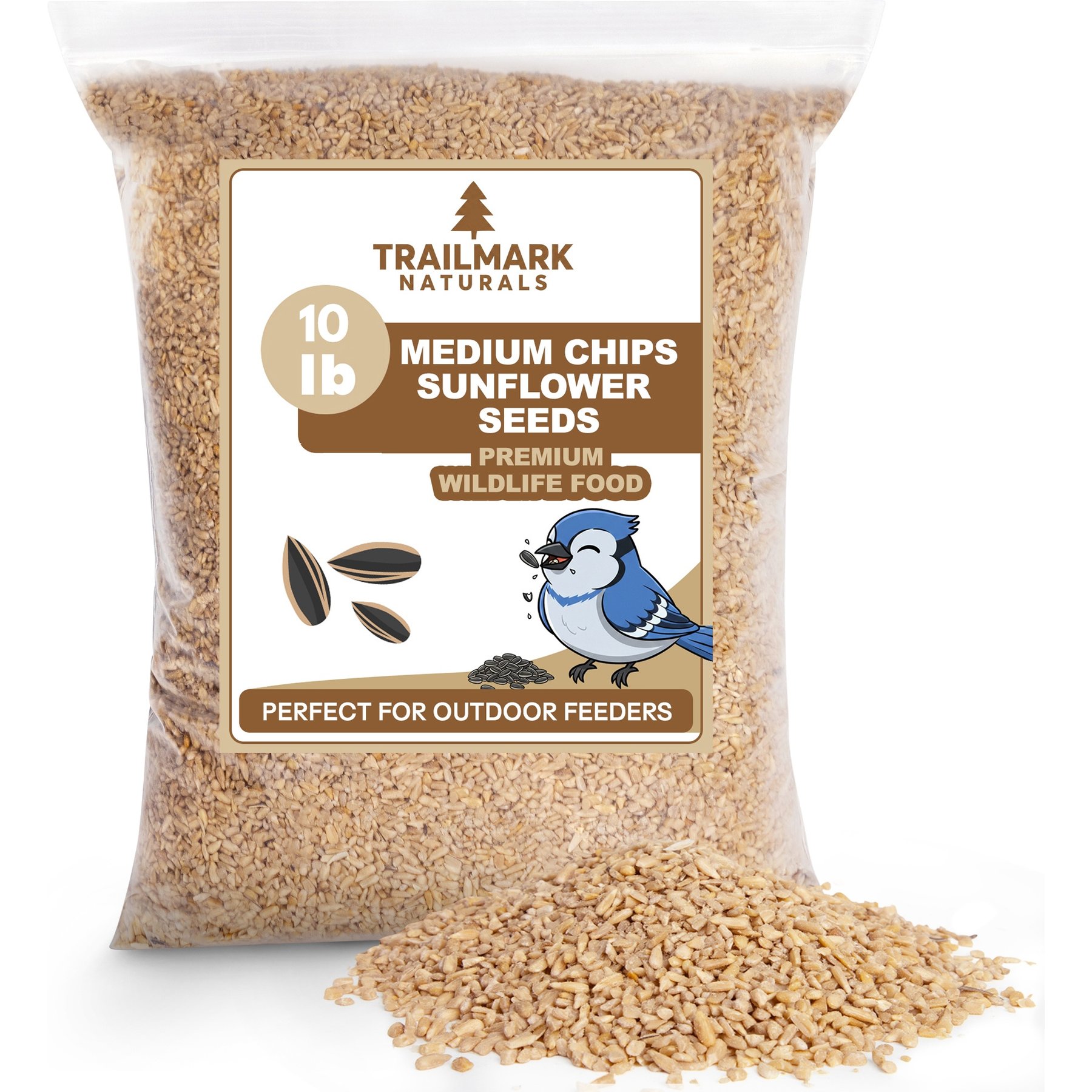 Trailmark Naturals Medium Sunflower Chips Seed Wild Bird Food, 10-lb bag