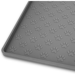 Ptlom Waterproof Dog & Cat Placemat, Grey, Small: 18 x 12-in