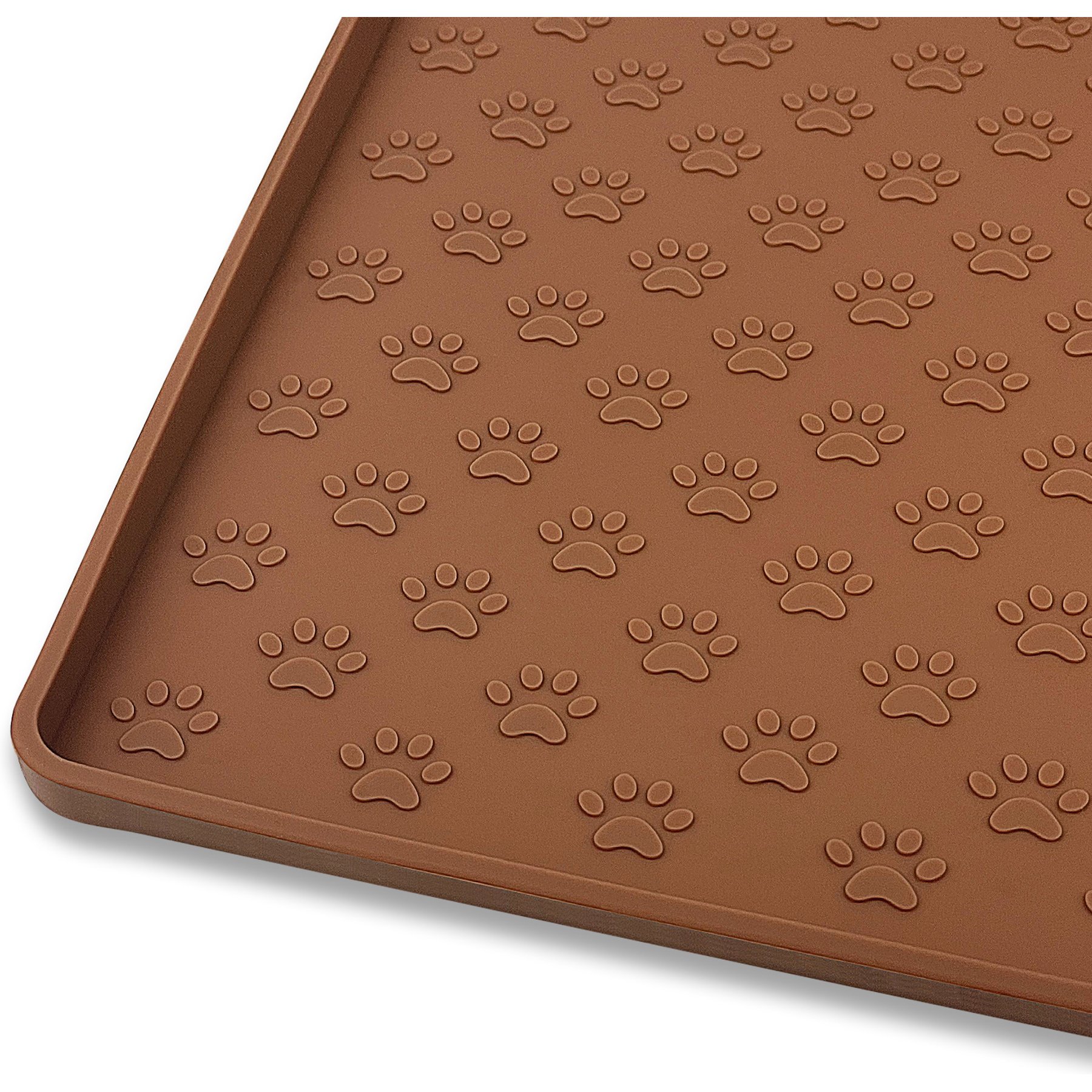 Ptlom Waterproof Dog & Cat Placemat, Brown, Small: 18 x 12-in