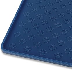Ptlom Waterproof Dog & Cat Placemat, Navy Blue, Small: 18 x 12-in