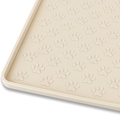 Ptlom Waterproof Dog & Cat Placemat, Beige, Small: 18 x 12-in