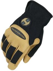 Heritage Stable Work Horse Riding Glove, Black/Tan, 10