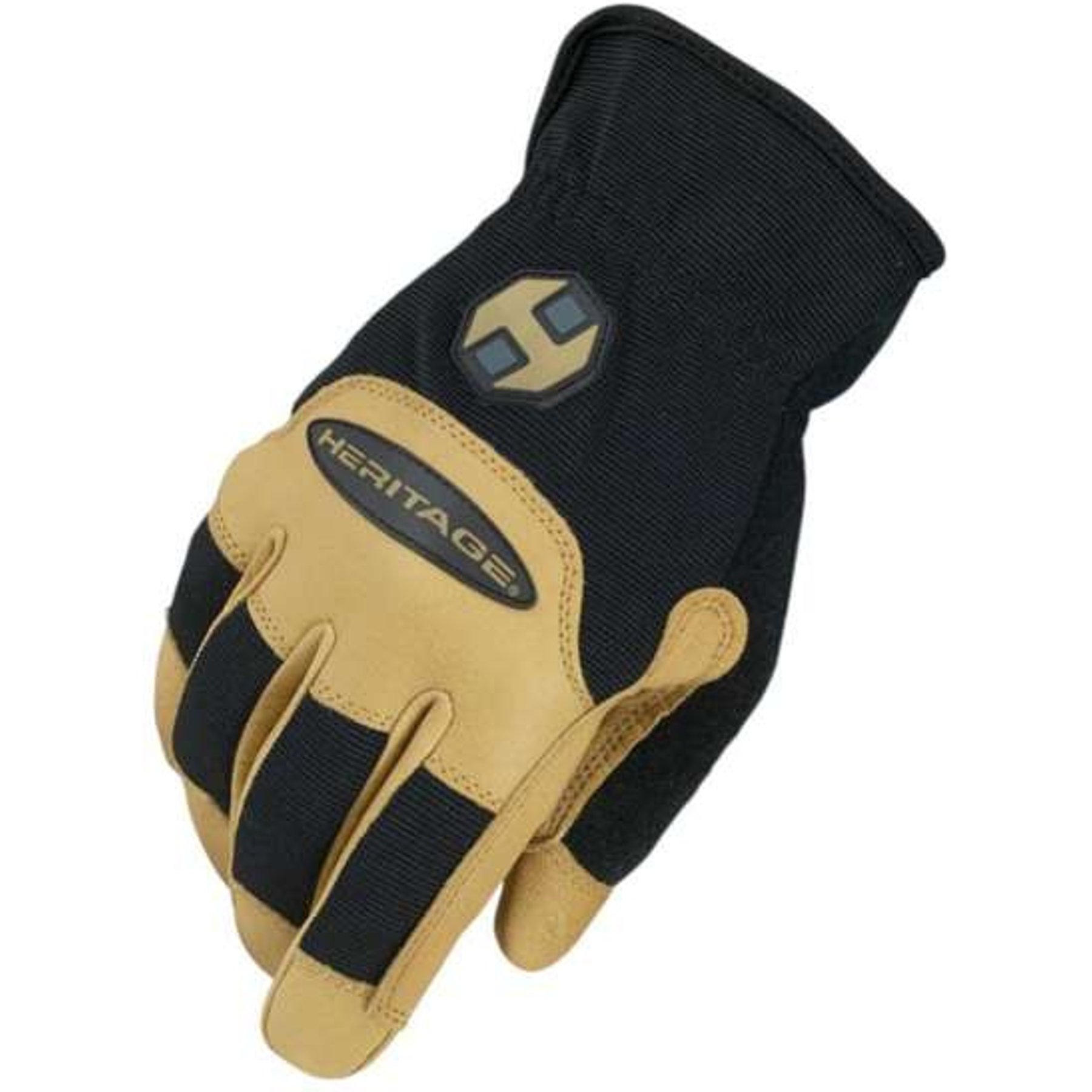 Heritage Stable Work Horse Riding Glove, Black/Tan, 9