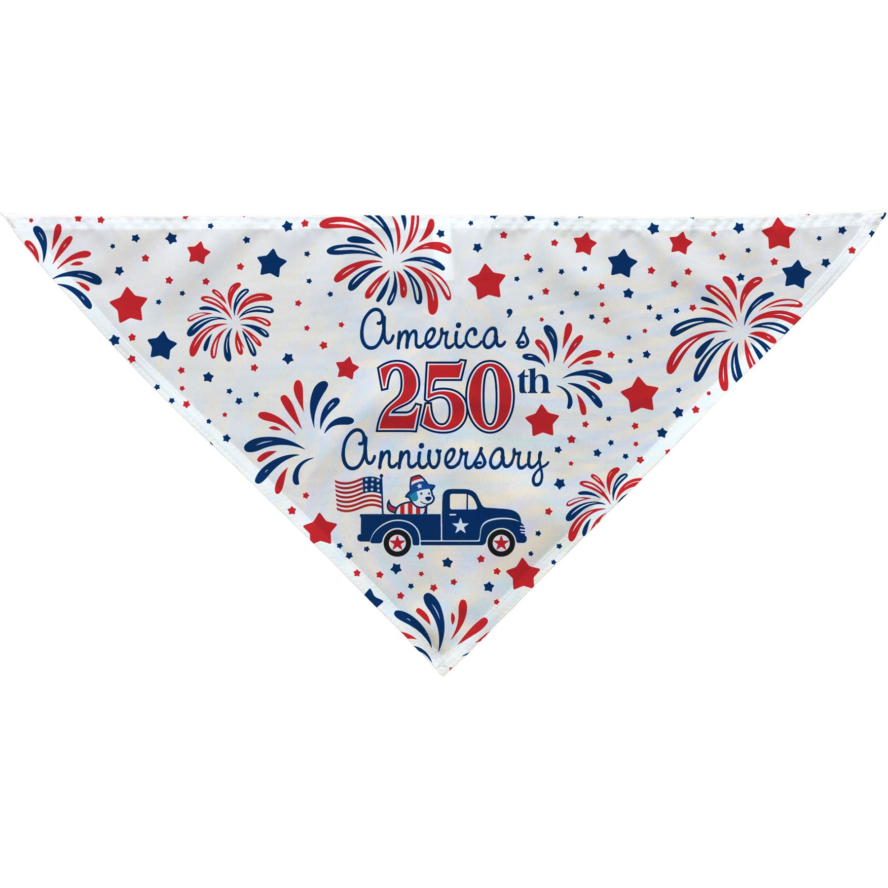 PGS Pup Truck America’s 250th Anniversary Personalized Dog Bandana, Red/White/Blue, Large