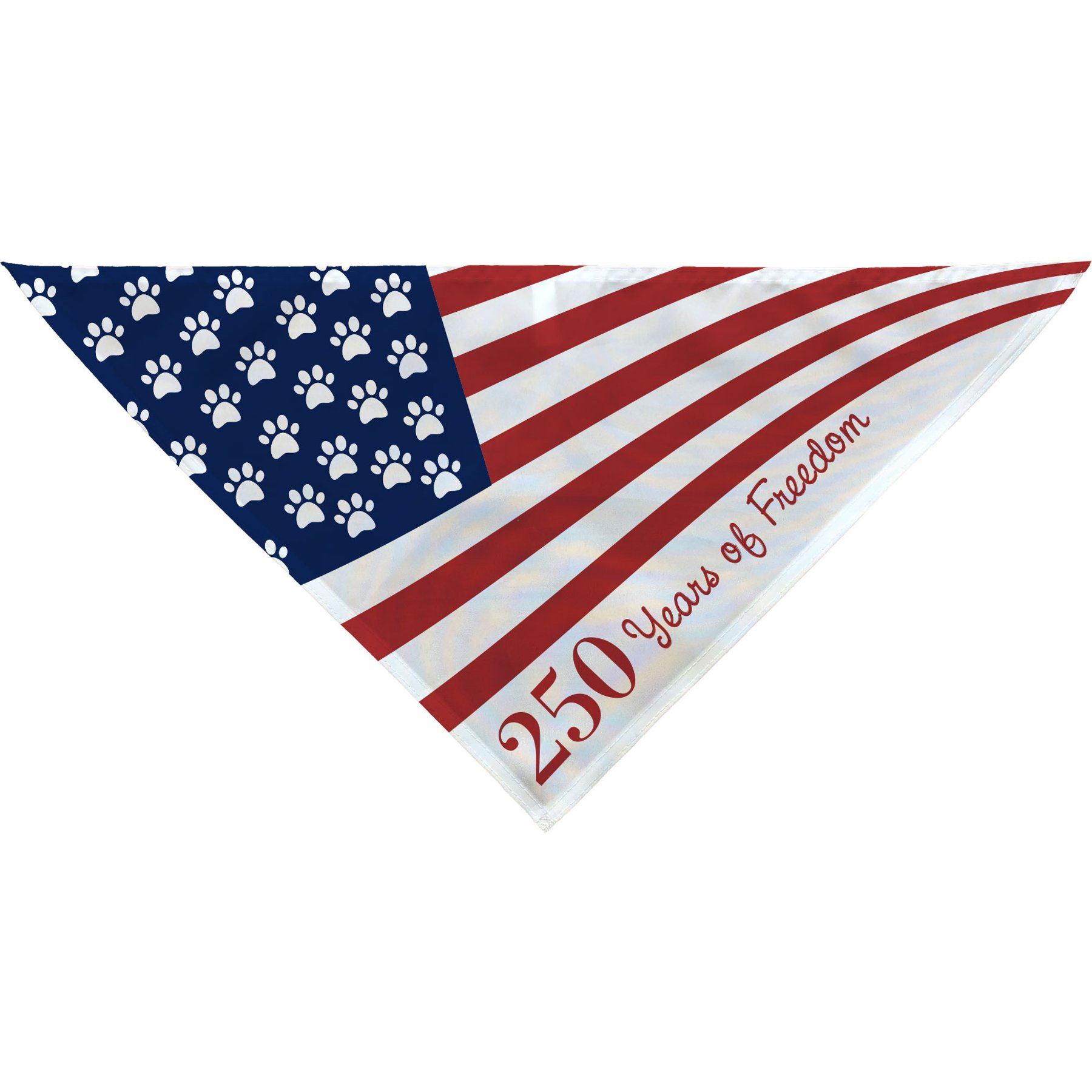 PGS Paws & Stripes 250 Years of Freedom Personalized Dog Bandana, Red/White/Blue, Medium