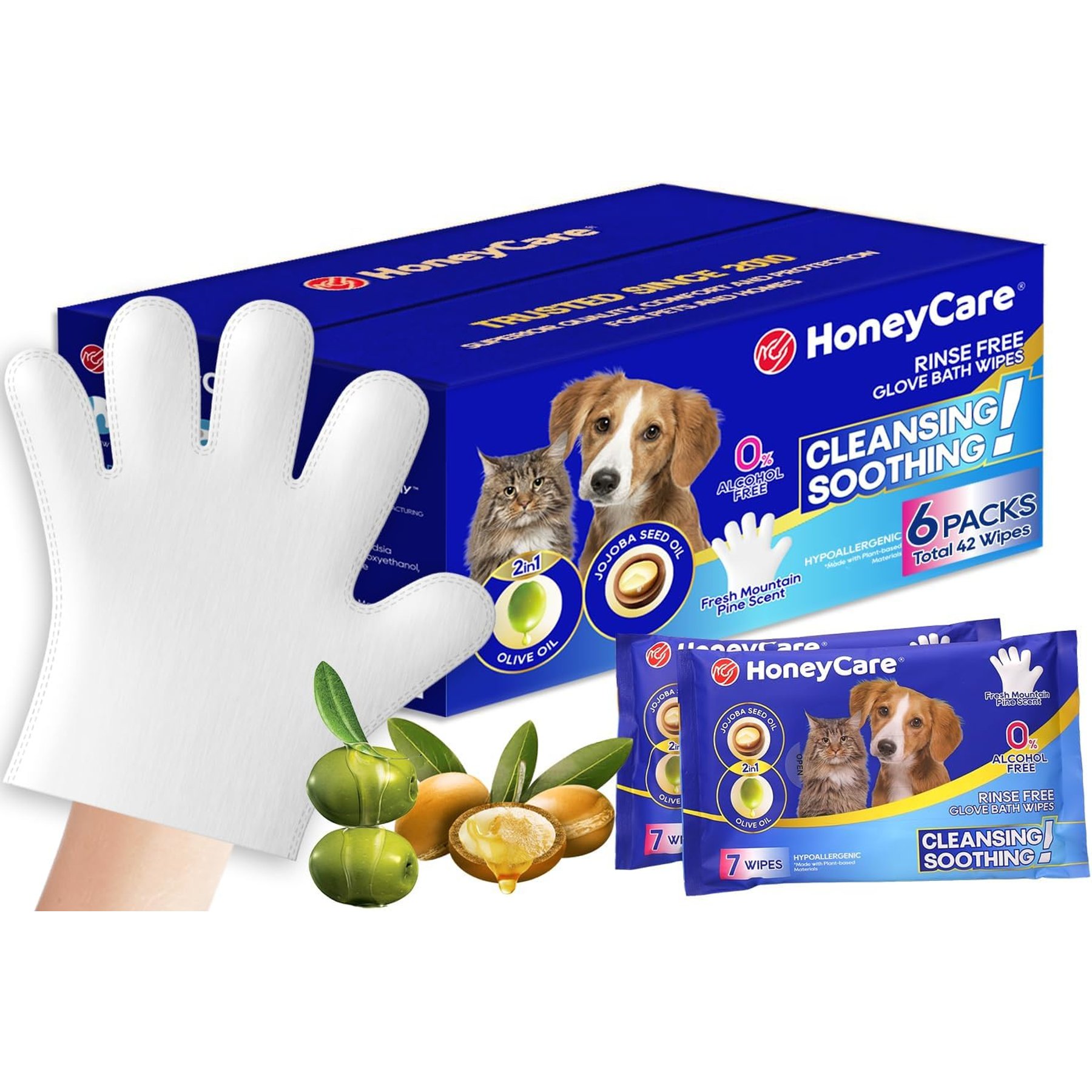 HoneyCare Glove Dog Potty Pad Wipes, 42 count