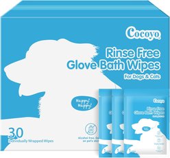 COCOYO Disposable Grooming Glove Fresh Moutain Pine Scent Dog Potty Pad Wipes, 30 count