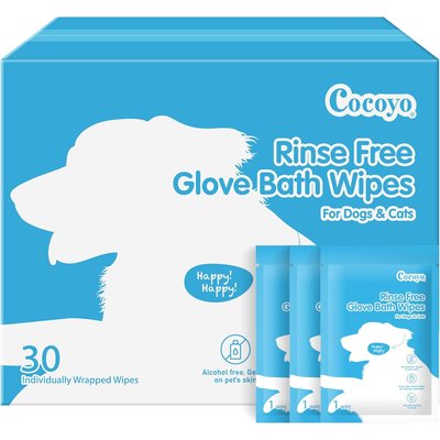 COCOYO COCOYO Disposable Grooming Glove Fresh Moutain Pine Scent Dog Potty Pad Wipes, 30 count