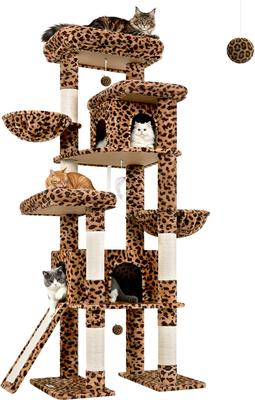 Show full view: Globlazer 78-inch Tall Sturdy Indoor Cat Tree, Leopard Print slide 7 of 8