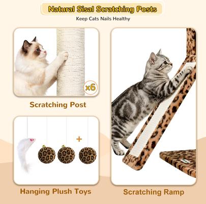 Show full view: Globlazer 78-inch Tall Sturdy Indoor Cat Tree, Leopard Print slide 6 of 8
