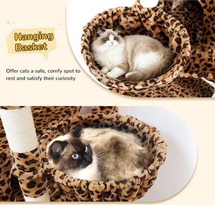Show full view: Globlazer 78-inch Tall Sturdy Indoor Cat Tree, Leopard Print slide 5 of 8