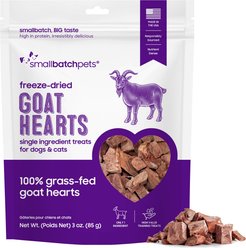 Smallbatch Pets Goat Hearts Grain-Free Freeze-Dried Dog & Cat Treats, 3-oz bag