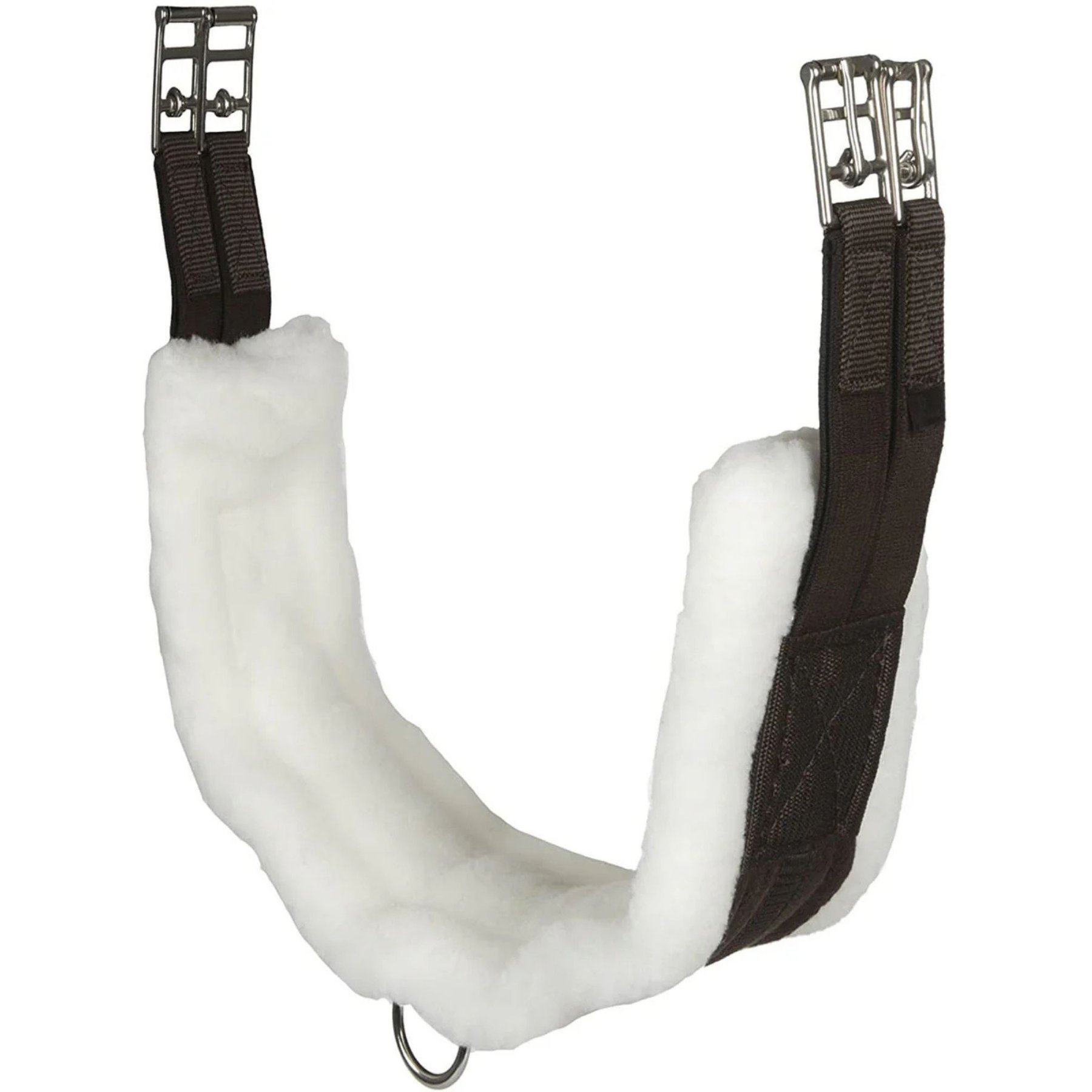 Intrepid International Horse Fleece English Girth with Double Elastic, Brown/White, 54-in