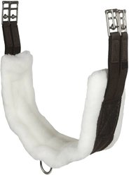 Intrepid International Horse Fleece English Girth with Double Elastic, Brown/White, 52-in