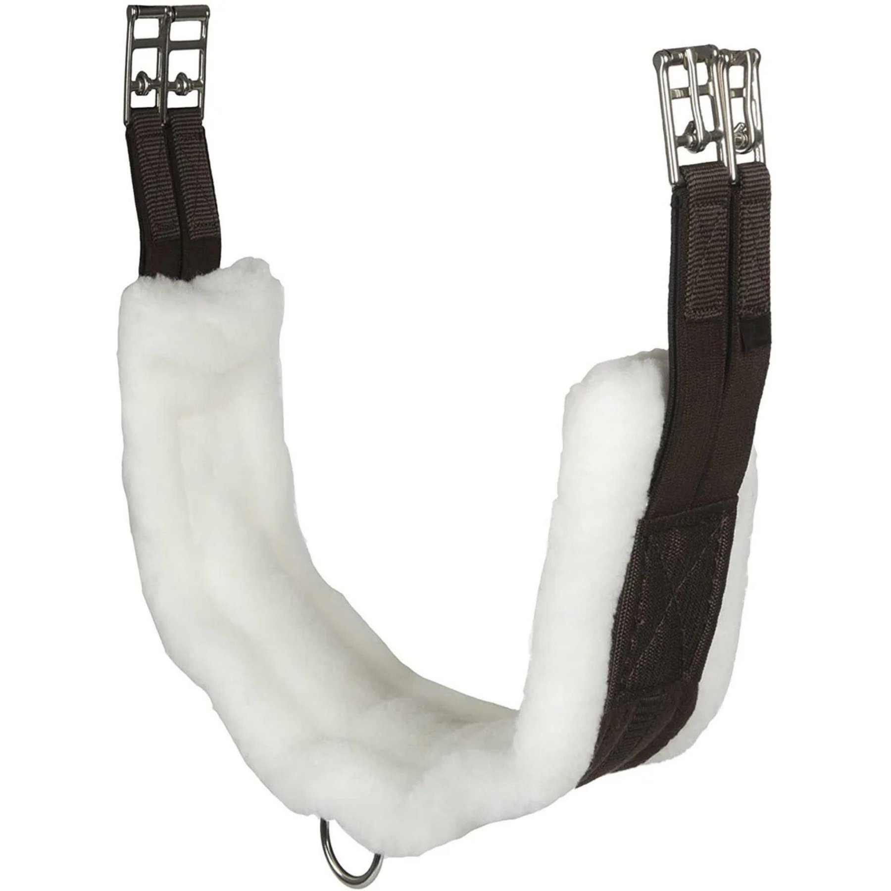 Intrepid International Horse Fleece English Girth with Double Elastic, Brown/White, 40-in