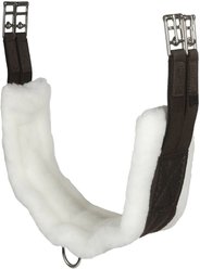 Intrepid International Horse Fleece English Girth with Double Elastic, Brown/White, 30-in