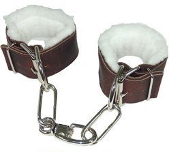 Intrepid International Fleece Lined Horse Leather Hobbles, Brown/White, 2 1/4-in