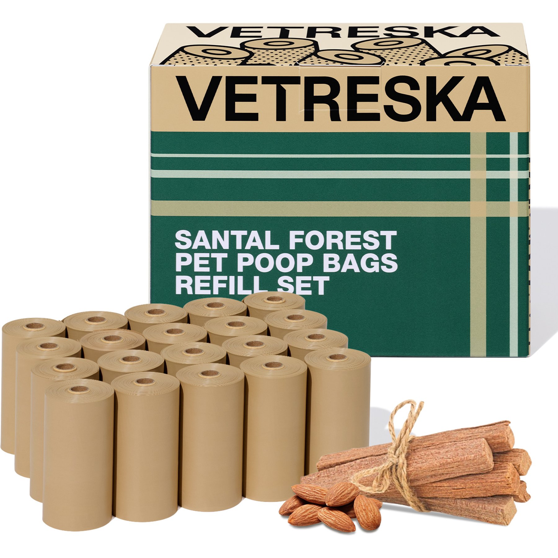 VETRESKA Santal Forest Dog Poop Bags Refill Set, 300 count