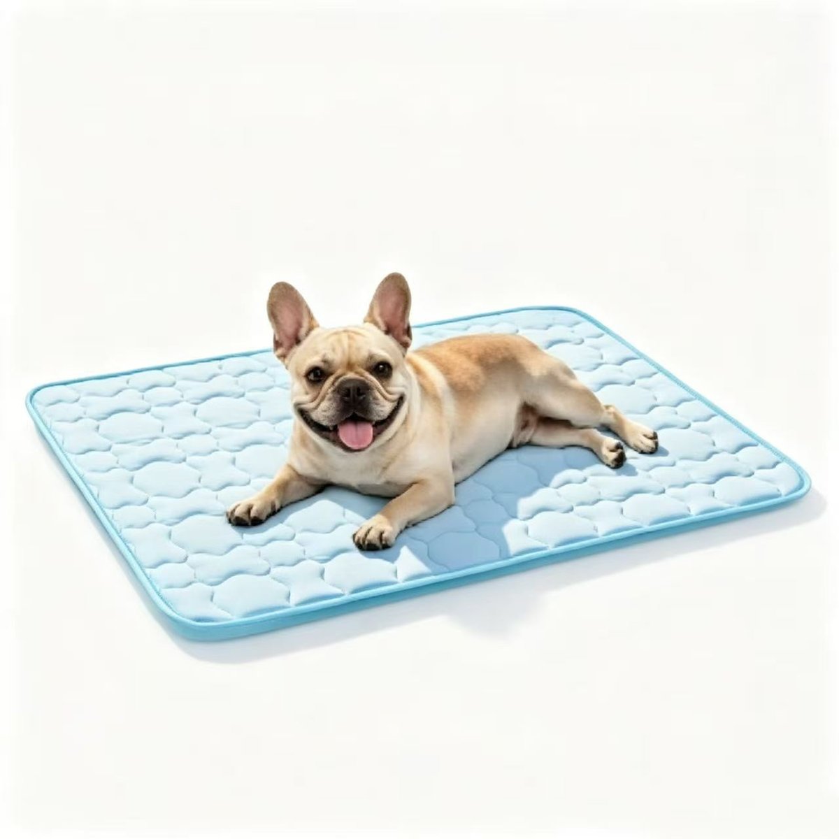 Mora Pets Anti-Slip Bottom Cooling Washable Quilted Dog Crate Mat Bed, Blue, Medium