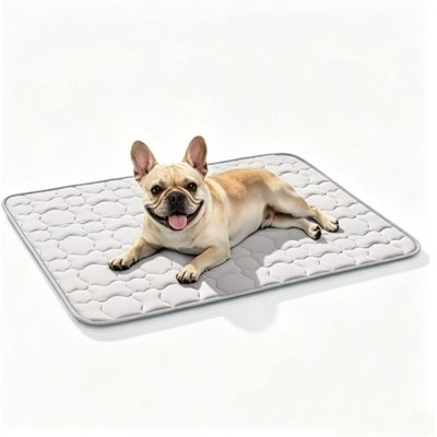 Mora Pets Mora Pets Anti-Slip Bottom Cooling Washable Quilted Dog Crate Mat Bed, Grey, Medium