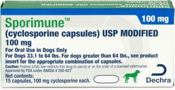 Sporimune (generic cyclosporine capsules) USP Modified, for Dogs, 100-mg, 30 capsules
