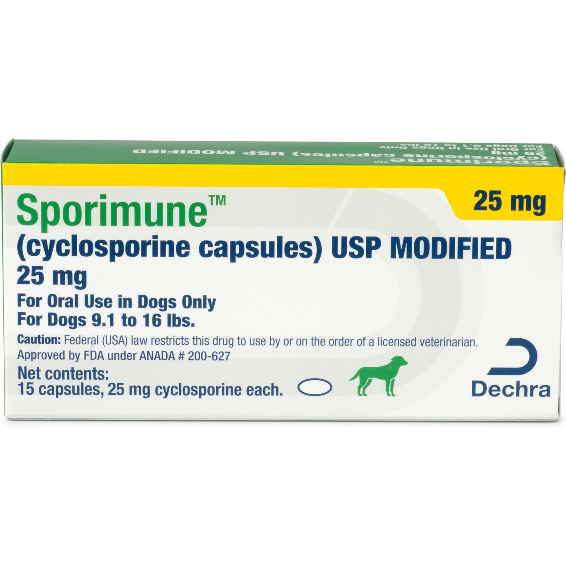 Sporimune (generic cyclosporine capsules) USP Modified, for Dogs, 25-mg, 30 capsules