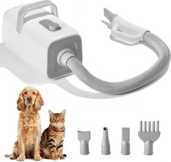 MeWang 1550W High Velocity Dryer with Heater, Adjustable Speed & Temperature Dog Grooming Blower with 4 Nozzles, White
