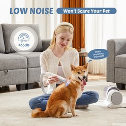 MeWang 5-in-1 Pet Hair Trimmer & Vacuum Grooming Kit with 2.5-L Dust Cup, Cordless Clippers, Low Noise & 3 Suction Modes, White/Blue slide 2 of 7