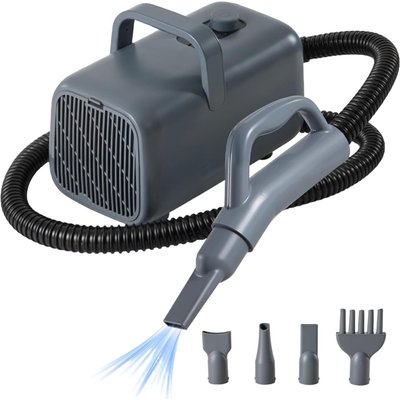 MeWang MeWang 1550W High Velocity Dryer with Heater, Adjustable Speed & Temperature Dog Grooming Blower with 4 Nozzles, Grey