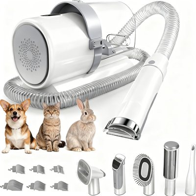 MeWang MeWang 5-in-1 Pet Hair Trimmer & Vacuum Grooming Kit with 2.5-L Dust Cup, Cordless Clippers, Low Noise & 3 Suction Modes, White