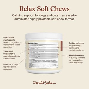 Real Mushrooms Mushroom Relax Soft Chew Calming Supplement for Dogs & Cats, 60 count