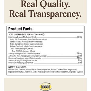Real Mushrooms Mushroom Immune Chews Supplement for Dogs & Cats, 60 count