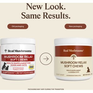 Real Mushrooms Mushroom Relax Soft Chew Calming Supplement for Dogs & Cats, 60 count
