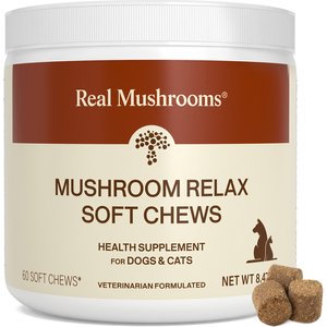 Real Mushrooms Mushroom Relax Soft Chew Calming Supplement for Dogs & Cats, 60 count