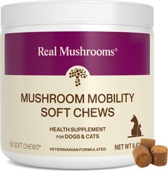 Real Mushrooms Mushroom Mobility Bacon Flavored Joint Support Chew Supplement for Dogs & Cats, 60 count