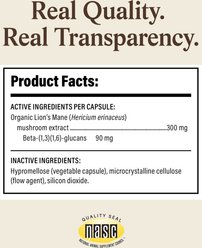 Real Mushrooms Lion's Mane Capsule Cognitive Supplement for Dogs & Cats, 120 count slide 2 of 9