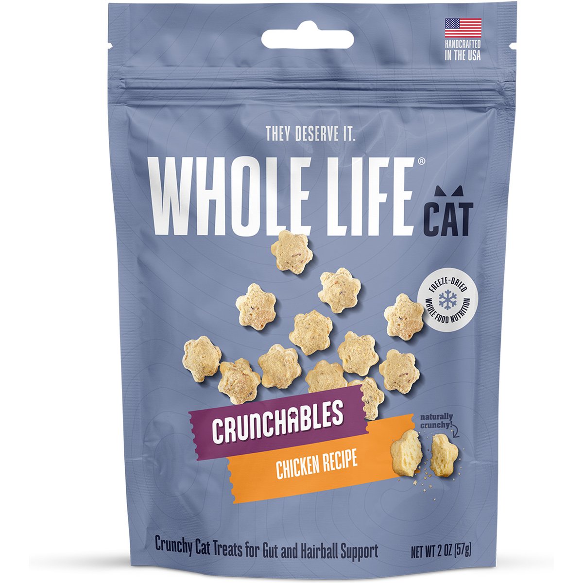 Whole Life Gut & Hairball Support Grain-Free Chicken Crunchy Cat Freeze-Dried Treats, 2-oz bag